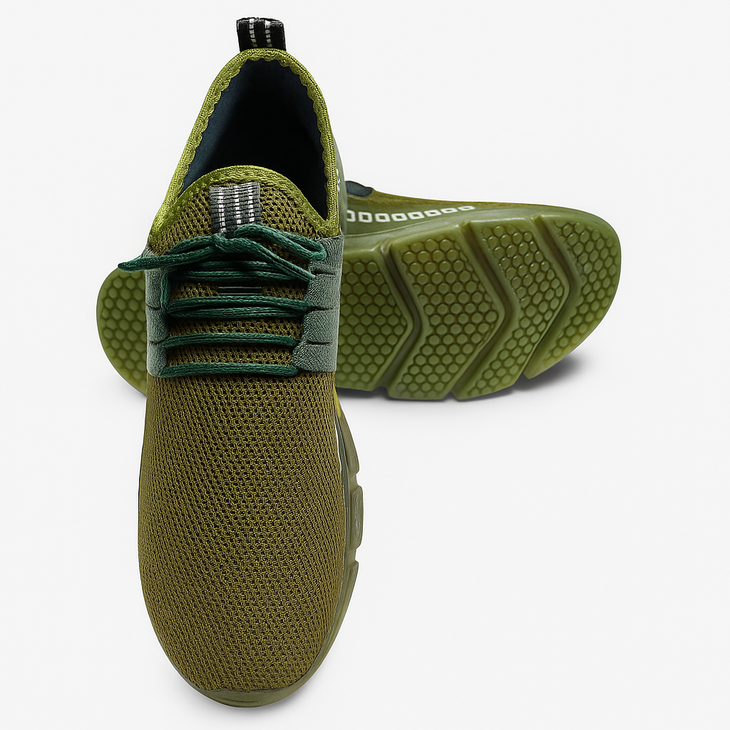 Men’s Green Running Sneakers – Lightweight Breathable Casual Sports Shoes